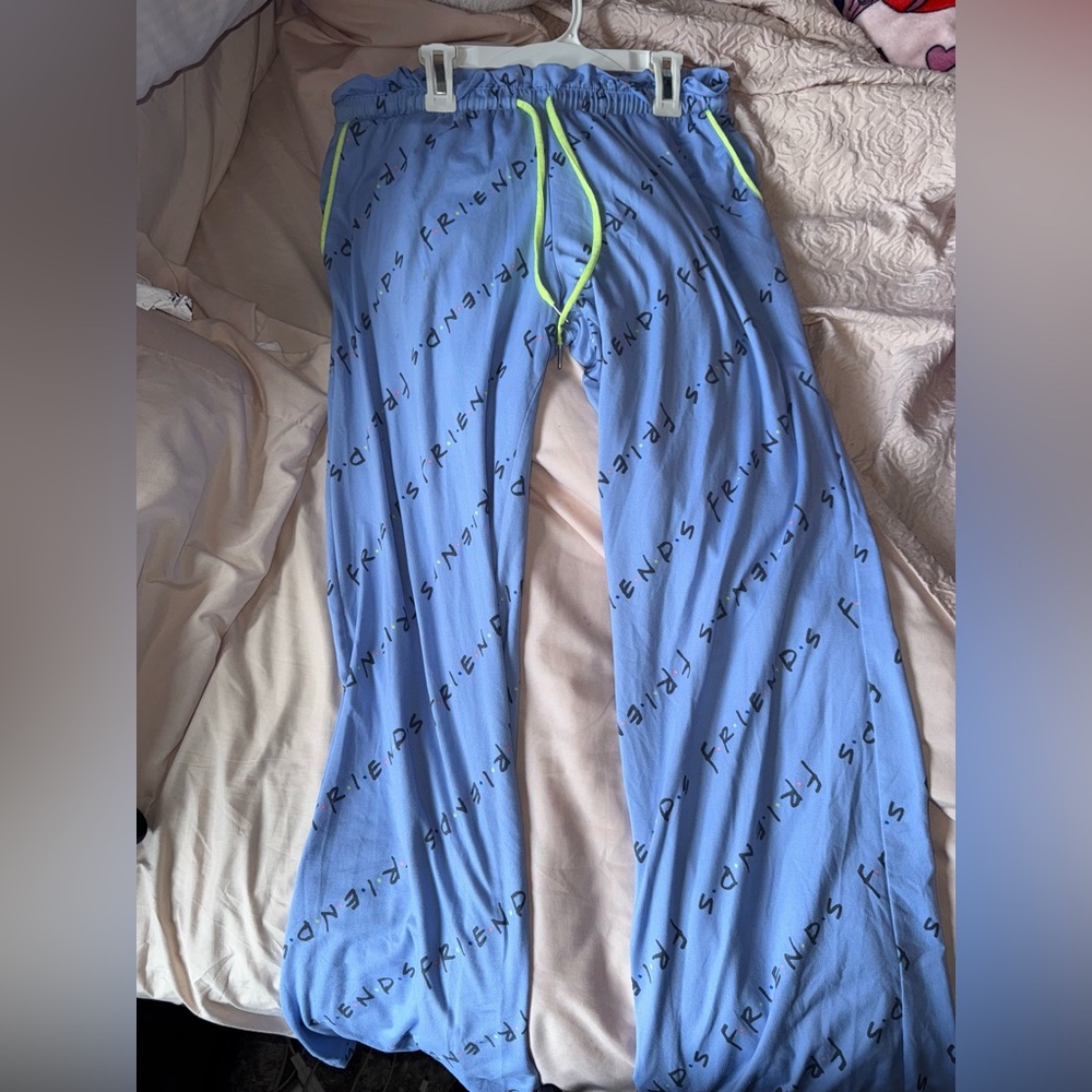 Blue Pajama Bottoms with Friends Print